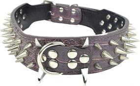 img 2 attached to 🐶 Downtown Pet Supply 2" Wide Large Premium Leather Studded Dog Collars: Heavy Duty, Big Spiked Collar in Red, Black, and Brown