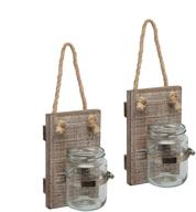 🌿 rustic white wash wooden mason jar wall sconce set with hanging loop by stonebriar logo