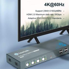 img 1 attached to 🔀 HDMI 2.0 переключатель KVM, 4K@60Гц (YUV 4:4:4) USB KVM переключатель HDMI 4 порта, 4 в 1 выход с 4 USB 2.0 хаба, совместим с большинством клавиатур и мышей, кнопочный переключатель для Windows, Linux, Unix, Mac и других систем.