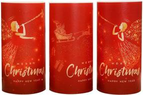 img 4 attached to 🕯️ YUROZAC Christmas Flameless Candles: Set of 3 Flickering LED Wax Pillar Candles with Timer - Perfect Xmas Decoration!