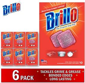 img 1 attached to 🧽 Brillo Steel Wool Soap Pads - Long Lasting, Original Scent (Red) - 6 Pack (10ct): Ultimate Cleaning Solution for Tough Stains