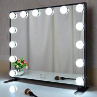 💄 beautme vanity mirror with lights - large makeup mirror with 14 dimmable bulbs - bedroom black mirror tabletop/wall mounted hollywood style smart mirror (black, 60x53cm) - us stock logo