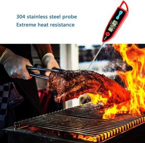 img 2 attached to 🌡️ FOXLVDA Instant Read Kitchen Thermometer for Cooking, Baking, Candy Making - Water Thermometer, Digital Precision 3s Read LED Screen Display, 5in Long Probe with Temperature Hold Function (Red/Black)