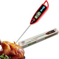 🌡️ foxlvda instant read kitchen thermometer for cooking, baking, candy making - water thermometer, digital precision 3s read led screen display, 5in long probe with temperature hold function (red/black) logo