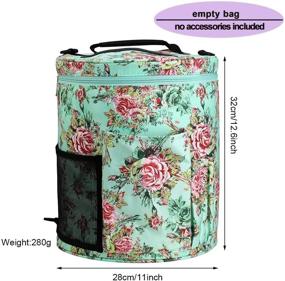 img 3 attached to 🌸 Looen Peony Flower Yarn Storage Knitting Tote Bag - Large Capacity, Portable, Lightweight Organizer with Shoulder Strap Handles, Pockets for Crochet Hooks & Knitting Needles