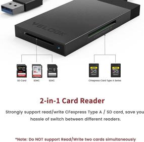 img 3 attached to 📸 VELOGK CFexpress Type A Card Reader: USB 3.2(10Gbps) 2-in-1 Adapter with Aluminum Case, Portable Pouch; Supports CFexpress Type A/SD Cards for Windows/Mac/Linux