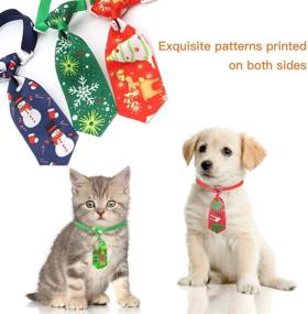 img 1 attached to QKURT Christmas Pet Dog Ties with Adjustable Collar - 8 Pack X-mas Charms for Small Cats & Puppies. Christmas Grooming Accessories - Pet Neckties Collar for Small Dogs