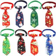 qkurt christmas pet dog ties with adjustable collar - 8 pack x-mas charms for small cats & puppies. christmas grooming accessories - pet neckties collar for small dogs logo