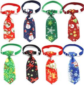 img 2 attached to QKURT Christmas Pet Dog Ties with Adjustable Collar - 8 Pack X-mas Charms for Small Cats & Puppies. Christmas Grooming Accessories - Pet Neckties Collar for Small Dogs