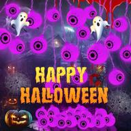 👻 spooky delight: 30 led purple halloween eyeball string lights – waterproof & battery operated for outdoor and indoor decoration логотип