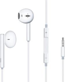 img 4 attached to 🎧 White In-Ear Headphones with 3.5mm Jack, Built-in Microphone, Volume Control, and Active Noise Cancellation. Compatible with Xiaomi, Huawei, MP3/4, Android.