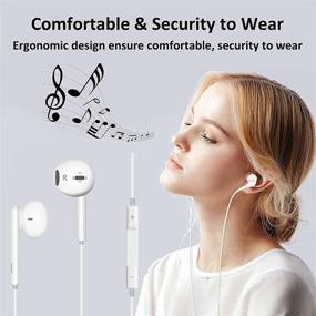 img 1 attached to 🎧 White In-Ear Headphones with 3.5mm Jack, Built-in Microphone, Volume Control, and Active Noise Cancellation. Compatible with Xiaomi, Huawei, MP3/4, Android.