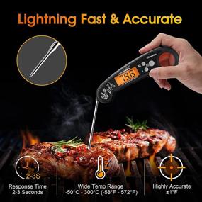 img 3 attached to 🌡️ AIRMSEN Digital Instant Read Meat Thermometer: Fast & Accurate IP67 Waterproof Thermometer for Grilling, Cooking, Deep Frying, and BBQ