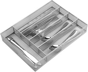 img 4 attached to 🗄️ GBmall Metal Silverware Organizer: 5 Compartment Mesh Trays for Efficient Drawer Organization in Office, Home Kitchen - No-Slipping Cooking Utensil Storage (12inch)