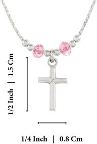 img 1 attached to Stera Jewelry Girls Silver Necklace: Elegant Cross Pendant with Light Rose Swarovski Crystals