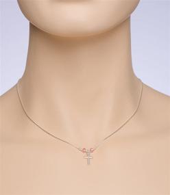 img 2 attached to Stera Jewelry Girls Silver Necklace: Elegant Cross Pendant with Light Rose Swarovski Crystals