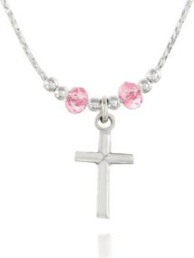 img 3 attached to Stera Jewelry Girls Silver Necklace: Elegant Cross Pendant with Light Rose Swarovski Crystals