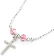 stera jewelry girls silver necklace: elegant cross pendant with light rose swarovski crystals logo