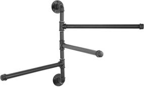 img 1 attached to 🛀 Industrial Pipe Design 3-Arm Swivel Bathroom Towel Bar Rack - Wall-Mounted Black Metal - MyGift