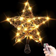 🌟 christmas rattan tree topper star - rustic led light up decoration for christmas tree decor, birthday, wedding, parties & home decorating logo