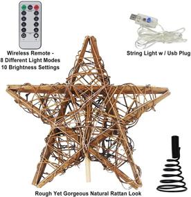 img 1 attached to 🌟 Christmas Rattan Tree Topper Star - Rustic LED Light Up Decoration for Christmas Tree Decor, Birthday, Wedding, Parties & Home Decorating
