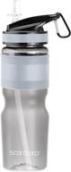 🧃 soxcoxo 20oz kids water bottle: bpa free, dishwasher safe, spill proof & reusable - perfect for kids' sports (clear gray) logo