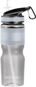 img 4 attached to 🧃 SOXCOXO 20oz Kids Water Bottle: BPA Free, Dishwasher Safe, Spill Proof & Reusable - Perfect for Kids' Sports (clear Gray)