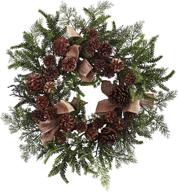 🌲 natural pine & pine cone wreath with burlap bows, 24", green/brown - enhanced seo логотип