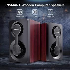 img 3 attached to 🔊 Versatile Computer Speakers with Wired & Bluetooth 5.0, Stereo Volume Control - 10W (Brown)