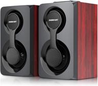 🔊 versatile computer speakers with wired & bluetooth 5.0, stereo volume control - 10w (brown) logo