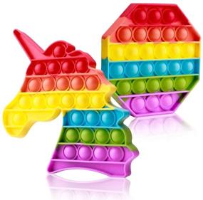 img 4 attached to 🌈 DITTOPSS Push Pop Fidget Toy Pack for Stress Relief - Simple Dimple Fidget Toy - Push Pop Bubble Sensory Toy for Kids and Adults - Fidget Poppers Toy 2 Pack in Rainbow Colors - Octagon Unicorn