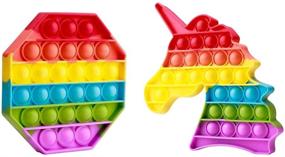 img 3 attached to 🌈 DITTOPSS Push Pop Fidget Toy Pack for Stress Relief - Simple Dimple Fidget Toy - Push Pop Bubble Sensory Toy for Kids and Adults - Fidget Poppers Toy 2 Pack in Rainbow Colors - Octagon Unicorn