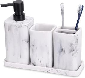 img 4 attached to 🛀 Transform Your Bathroom with zccz 4-Piece Marble Look Vanity Countertop Accessory Set