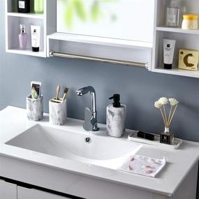 img 3 attached to 🛀 Transform Your Bathroom with zccz 4-Piece Marble Look Vanity Countertop Accessory Set