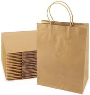 🛍️ 30pcs premium brown kraft paper bags with handles - 8"x4.75"x10.5" - 100% recyclable - ideal for party, diy crafts, packaging, retail, shopping, business, goody bags, wedding favors, welcome gifts logo