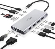 🔌 yiyoo 10-in-1 usb c hub adapter: ethernet 1000mbps, 4k hdmi, vga, usb 3.0/2.0, sd/tf card reader, usb-c pd 3.0 - m1 mac pro & type c laptop compatible logo