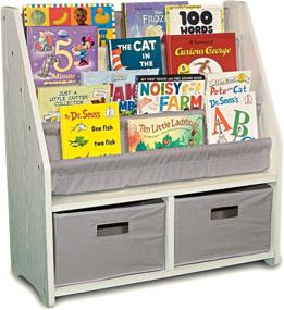 img 2 attached to Stylish and Practical: WONKAWOO Deluxe Children's Sling Bookshelf in White/Gray
