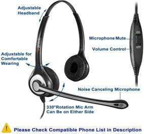 img 1 attached to Professional Corded Office Phone Headset with Noise Cancelling Mic - Compatible with Yealink T21P T42G T46G T48G Avaya 1608 9608 9611G Grandstream GXP2135 Cisco Snom Zultys Panasonic (C602Y1)