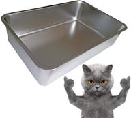 🐾 kunwu extra large deep 6" stainless steel cat litter box - food grade & corrosion resistant durable pan - 23.5" x 15.5" x 6 logo