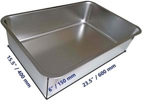 img 1 attached to 🐾 KUNWU Extra Large Deep 6" Stainless Steel Cat Litter Box - Food Grade & Corrosion Resistant Durable Pan - 23.5" x 15.5" x 6