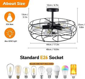 img 2 attached to 💡 Depuley Vintage Industrial Ceiling Light - 19 Inch Retro Semi Flush Mount Chandelier, E26 Metal Cage Fixture for Kitchen Farmhouse Bedroom, Close to Ceiling Lighting - 5 Lights