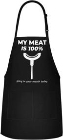 img 2 attached to 🍖 Фартук APRON DADDY – Забавный барбекю фартук для мужчин – Сегодня мое превосходное мясо готово порадовать ваш вкус – Регулируемый большой размер для всех – Фартук из поли/хлопка с двумя карманами – Забавный фартук для мужской кулинарии, идеальный подарок для него.