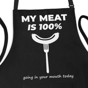 img 4 attached to 🍖 Фартук APRON DADDY – Забавный барбекю фартук для мужчин – Сегодня мое превосходное мясо готово порадовать ваш вкус – Регулируемый большой размер для всех – Фартук из поли/хлопка с двумя карманами – Забавный фартук для мужской кулинарии, идеальный подарок для него.