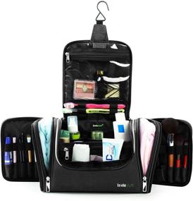 img 2 attached to 👜 Lavievert Toiletry Bag / Makeup Organizer / Cosmetic Bag / Portable Travel Kit Organizer / Household Storage Pack / Bathroom Storage with Hanging - Black - Perfect for Business Trips, Vacations, and Home Use