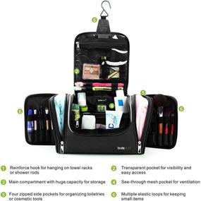 img 1 attached to 👜 Lavievert Toiletry Bag / Makeup Organizer / Cosmetic Bag / Portable Travel Kit Organizer / Household Storage Pack / Bathroom Storage with Hanging - Black - Perfect for Business Trips, Vacations, and Home Use