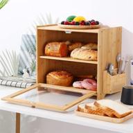 🍞 ollieroo extra large bamboo bread box: versatile 2-layer storage container with cutting board bread holder логотип