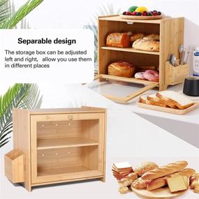 img 1 attached to 🍞 Ollieroo Extra Large Bamboo Bread Box: Versatile 2-Layer Storage Container with Cutting Board Bread Holder