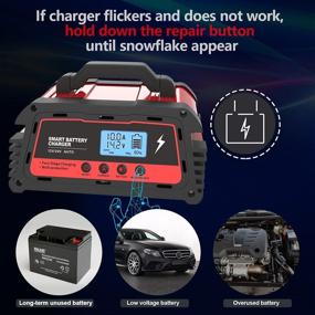 img 2 attached to 🔋 ATian Smart Battery Charger 12V/20A 24V/10A Automatic Battery Maintainer with Auto-Volt Detection, LCD Display Tester for Car Motorcycle Lawn Mower AGM Gel Deep Cycle Lead Acid Batteries (Red)