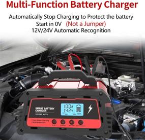 img 3 attached to 🔋 ATian Smart Battery Charger 12V/20A 24V/10A Automatic Battery Maintainer with Auto-Volt Detection, LCD Display Tester for Car Motorcycle Lawn Mower AGM Gel Deep Cycle Lead Acid Batteries (Red)