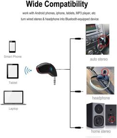 img 2 attached to AGPtek Улучшенный Портативный Автомобильный Aux Bluetooth Адаптер и Приемник для Потоковой Музыки Mp3 на Динамическую Систему Звука, Аудио-адаптер с громкой связью, Bluetooth Автомобильные Комплекты с 3.5 мм беспроводным Aux разъемом